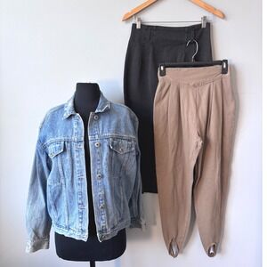 Paul Harris‎ Design Denim Jacket + Skirt + Stirrup Pants Vintage 90s